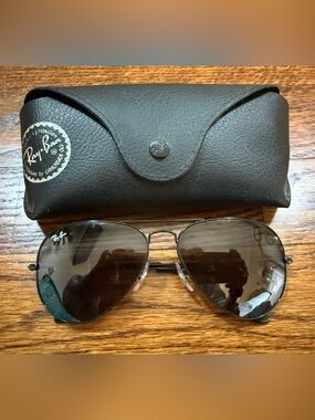 Ray-Ban Custom Aviator Sunglasses 58-14 Dark Grey Lens, Gloss Black Frame